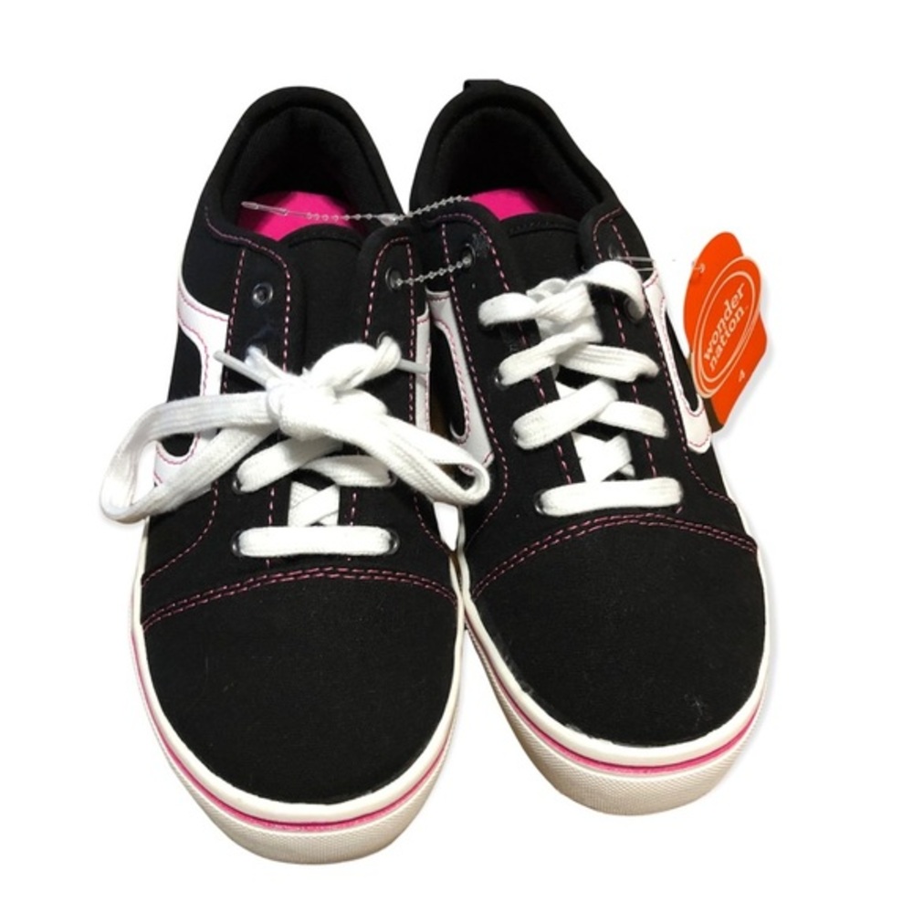 Wonder Nation Shoes Girls Size 4‎ Sneakers New With Tags Black Lace Up